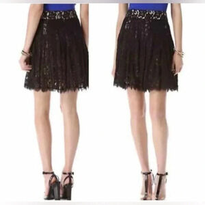 DVF Diane Von Furstenberg  KIERNAN Black Lace Full
Pleated Skirt Sz 10